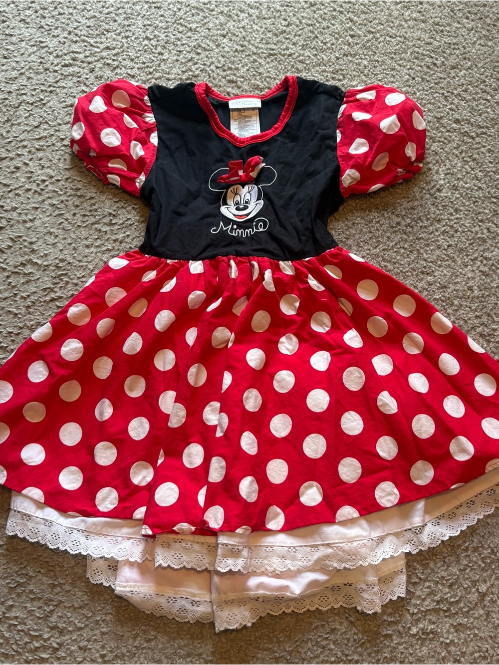 Disney Polka Dot Minnie Mouse Dress Twirl Small Vintage Red Black World Land